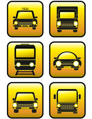 set of icons cars and train