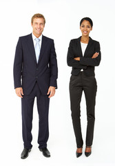 Smartly dressed businessman and woman