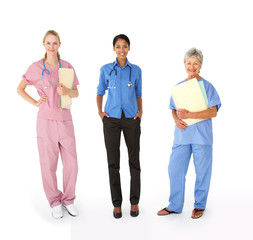 Mixed group of female medical professionals