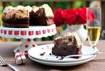 Fototapeta na wymiar Chocolate and Hazelnut Meringue Cake