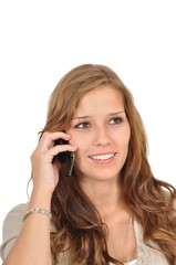 Fototapeta premium Geschäftsfrau telefoniert nachdenklich