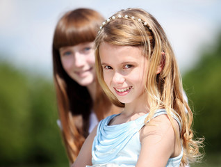 two girls playing in the park