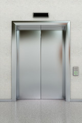 Front view of a modern elevator in a lobby with closed doors © Carsten Reisinger