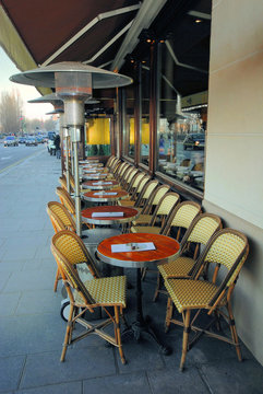 cafe in paris in  street cities with a gas heater