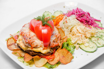 Meat steak with vegetables