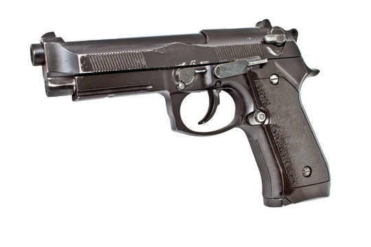 Isolated ol semi automatic handgun, studio shot