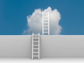 Conceptual image - ladder in the sky