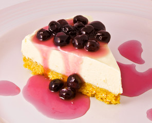 Blueberry cheese pie, studio shot
