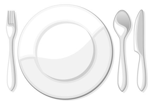 Piatto con Posate Sondo-Plate with Cutlery Background-Vector