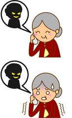 シニア　詐欺　イラスト