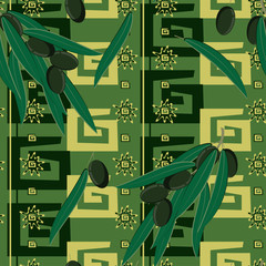 Seamless pattern with olives