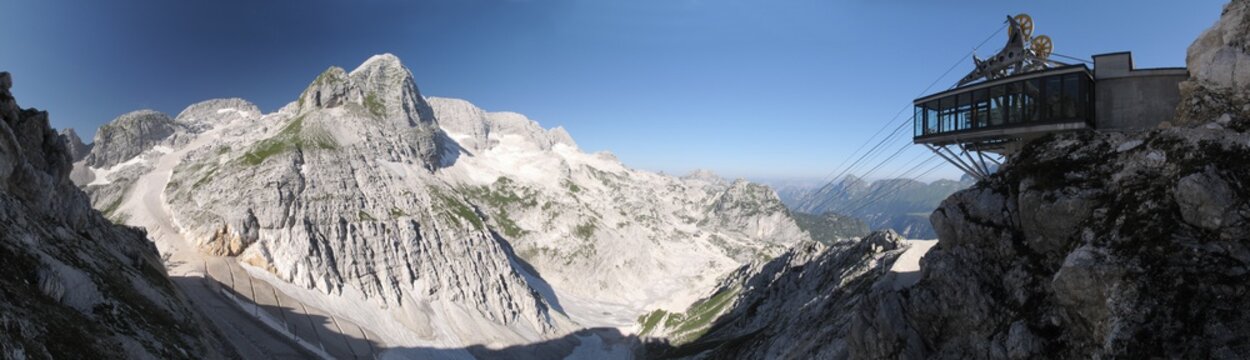 Upper station of cabkeway near rif Gilberti in Prevala saddle