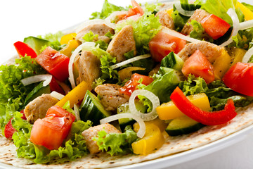 Kebab - grilled meat and vegetables