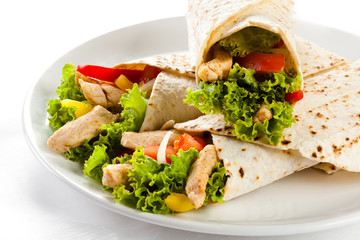 Kebab - grilled meat and vegetables
