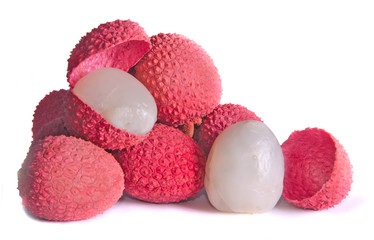lychees isolated on white background
