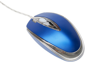 blue-metallic computer mouse isolated with clipping path