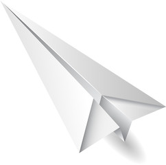 isolated paper airplane flying