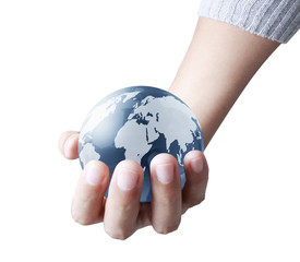 holding a glowing earth globe in his hands