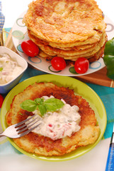 potato pancakes with creamy cheese
