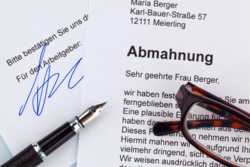 Brief einer Abmahnung