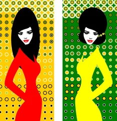 Photo sur Plexiglas Inspiration picturale deux mannequins dans un style rétro