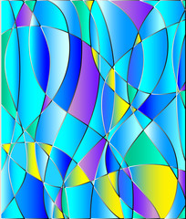 Stained glass texture, blue tone, background vector