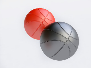 3D Red and Black Basketball Balls