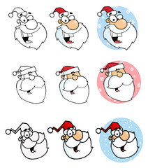 Happy Santa Faces.Vector Collection