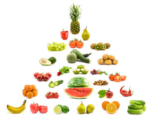 diet and nutrition. pyramid of fruits and vegetables.
