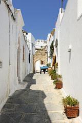 Typical narrow lane in Lindos