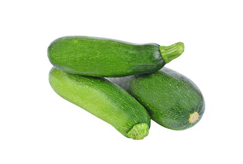 Green vegetable marrow (zucchini), isolated on white background