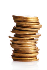 golden coins isolated on white