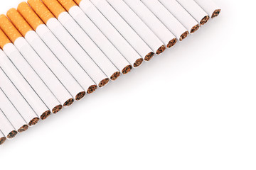 Many cigarettes isolated on white