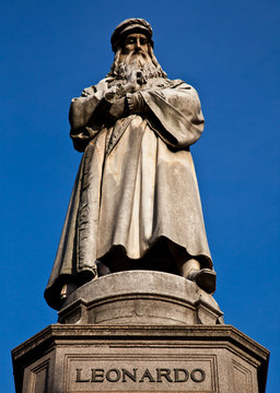 Milan - Italy: Leonardo Da Vinci statue