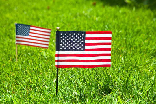 Two small american flags