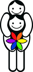 Fototapeta premium gay couple with rainbow flower