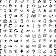 hand draw web icons seamless pattern.