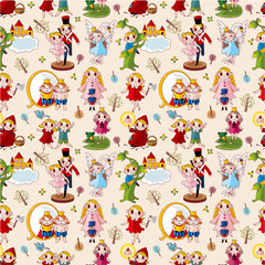 Naklejka premium cartoon story people seamless pattern