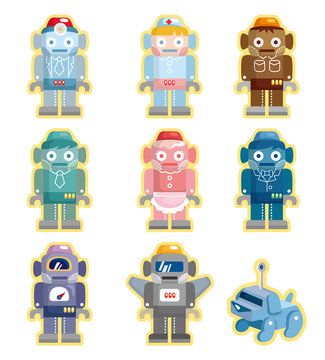 cartoon robots icons set