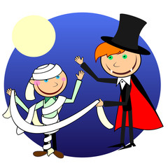 Children getting ready to Halloween