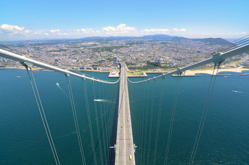 Atop the Akashi Kaikyo Bridge in kobe, Japan