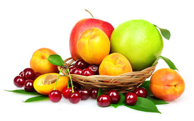 Naklejka na ściany i meble tasty summer fruits isolated on white