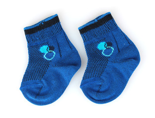 blue baby socks isolated on white