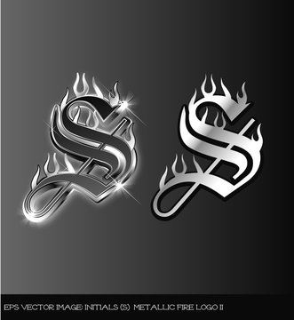 eps Vector image:initials（S） metallic fire logo II