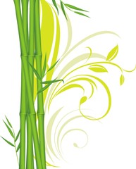 Green bamboo with floral ornament
