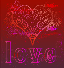 Retro heart and love design
