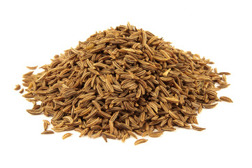 Caraway seeds on white background