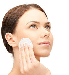 beautiful woman with cotton pad