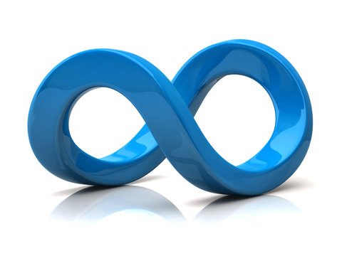 Blue infinity symbol isolated on white background