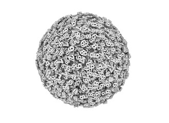 Sphere made of numbers isolated on white